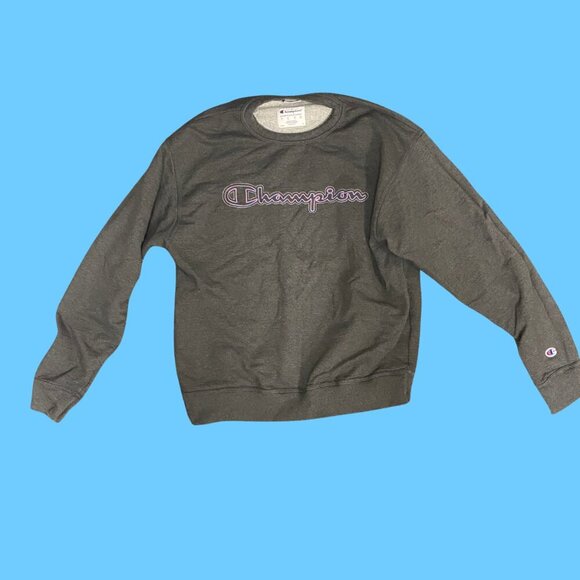 🔥 Champion Gray Logo Embroidered Crewneck Sweatshirt – Size L 🔥 - Picture 2 of 8